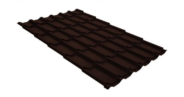 Металлочерепица классик GL 0,5 GreenCoat Pural Matt RR 887 шоколадно-коричневый (RAL 8017 шоколад) купить в Артеме