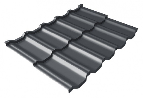 Металлочерепица модульная Квинта Uno Grand Line c 3D резом 0,5 Satin Мatt RAL 7024 мокрый асфальт купить в Артеме