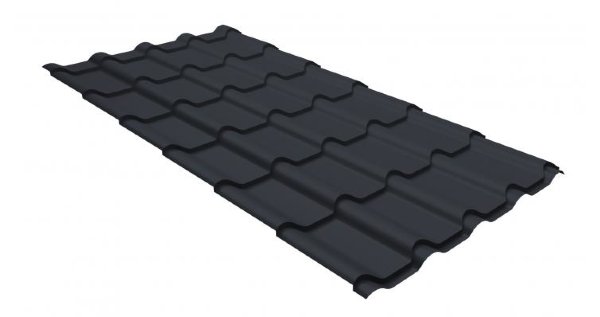 Металлочерепица камея GL 0,5 GreenCoat Pural matt RR 23 темно-серый (RAL 7024 мокрый асфальт) купить в Артеме