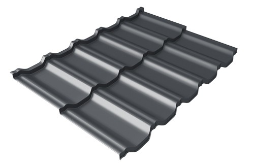 Металлочерепица модульная Квинта Uno Grand Line c 3D резом 0,5 Rooftop Matte RAL 7024 мокрый асфальт купить в Артеме