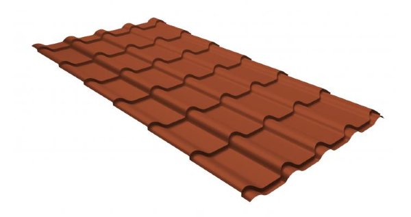 Металлочерепица камея GL 0,5 GreenCoat Pural RR 750 кирпично-красный (RAL 8004 терракота) купить в Артеме