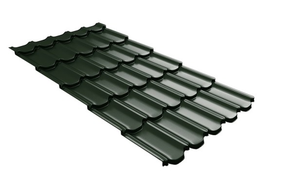 Металлочерепица квинта плюс с 3D резом 0,5 GreenСoat Pural Matt RR 11 темно-зеленый (RAL 6020 хромовая зелень) купить в Артеме