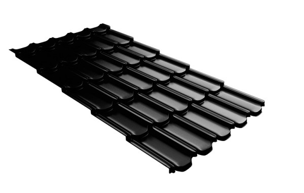 Металлочерепица квинта плюс с 3D резом 0,5 GreenСoat Pural Matt RR 33 черный (RAL 9005 черный) купить в Артеме