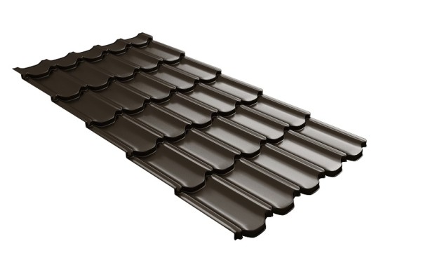 Металлочерепица квинта плюс с 3D резом 0,5 GreenСoat Pural RR 32 темно-коричневый (RAL 8019 серо-коричневый) купить в Артеме