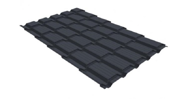 Металлочерепица GL квадро профи 0,5 GreenCoat Pural RR 23 темно-серый (RAL 7024) мокрый асфальт купить в Артеме