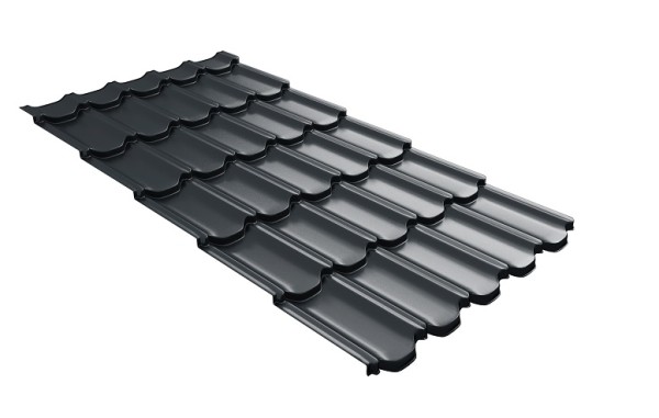 Металлочерепица квинта плюс с 3D резом 0,5 Satin RAL 7016 антрацитово-серый купить в Артеме
