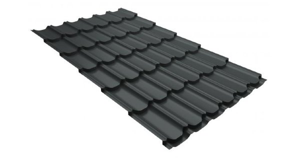 Металлочерепица квинта плюс 0,5 GreenCoat Pural RR 23 темно-серый (RAL 7024 мокрый асфальт) купить в Артеме